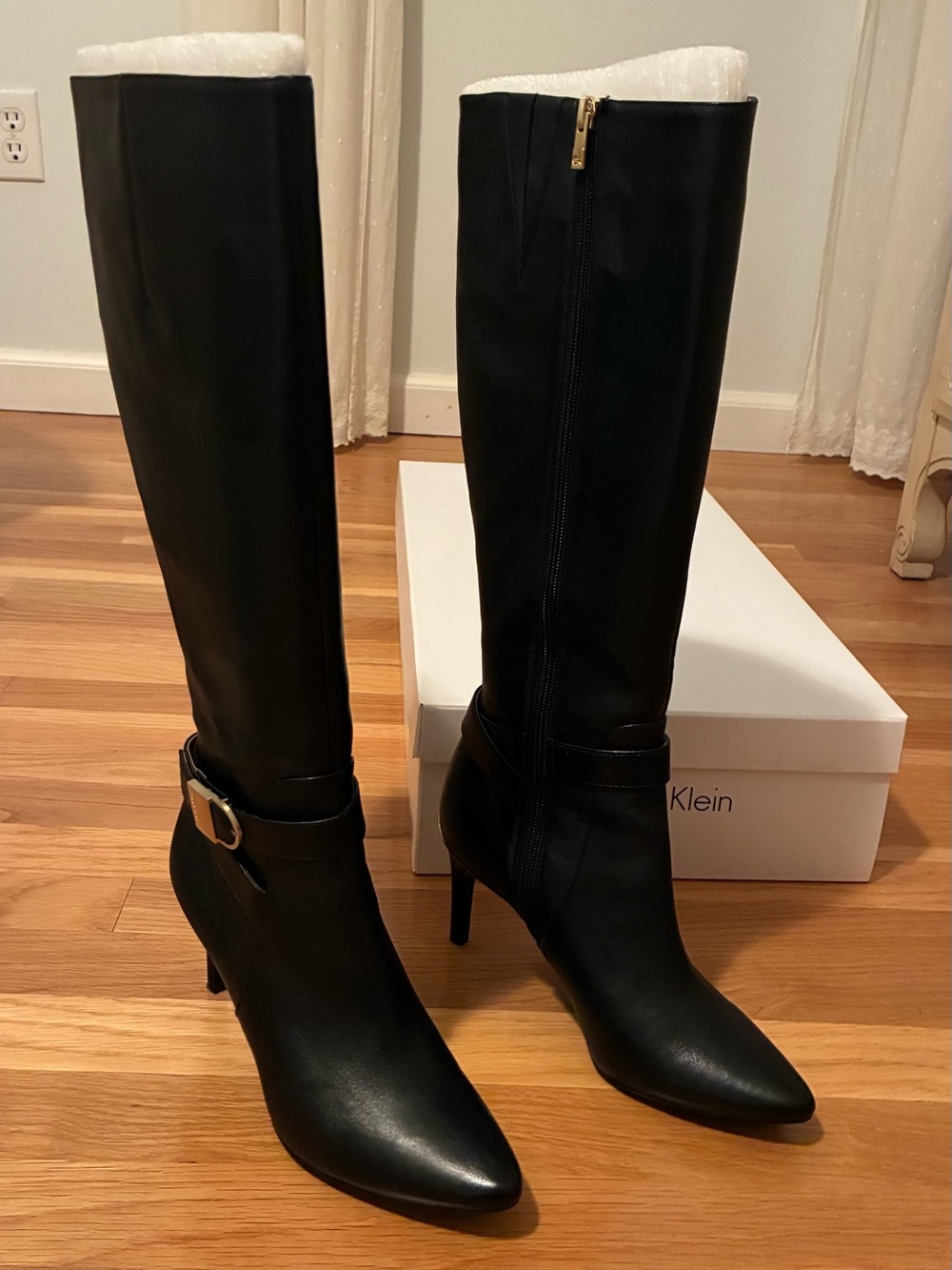 Women's Black Knee High Stiletto Boots | Size 7 | Calvin Klein